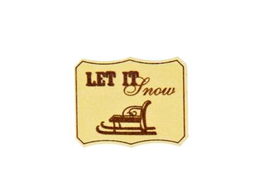Dřevěná nalepovací ozdoba žlutá - Let It Snow