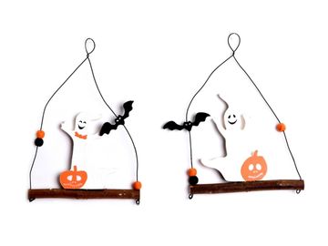 Dřevěná závěsná dekorace 17cm - Halloween