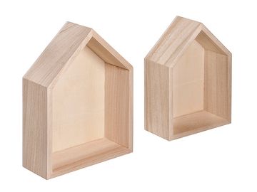Dřevěné domky - poličky 2ks