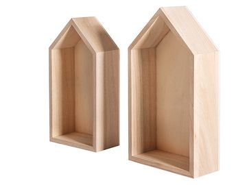 Dřevěné domky - poličky podlouhlé - 2ks
