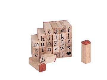 Dřevěné mini razítka 30ks - abeceda malá
