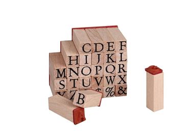 Dřevěné mini razítka 30ks - abeceda velká