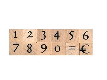 Dřevěné mini razítka ARTEMIO 12ks - jednoduchá čísla