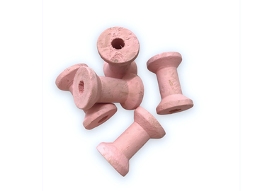 Dřevěné ozdobné mini cívky 3cm 5ks - pastelové růžové