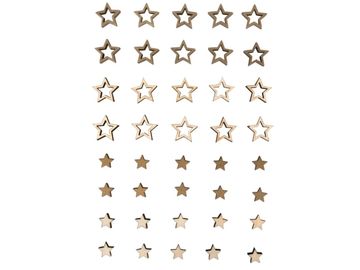 Dřevěné ozdobné výřezy hvězdičky 40ks - přírodní a antické zlaté