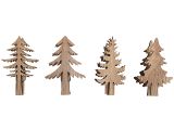 Dřevěné kolíčky vánoční 4ks - přírodní stromky