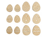 Dřevěné výřezy 12ks - velikonoční vajíčka přírodní