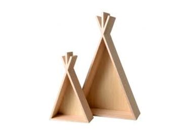 Dřevěné závěsné poličky - 2ks - týpí stany