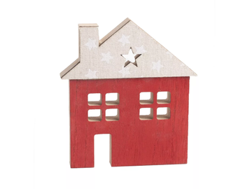 Dřevěný dekorační domeček 14x13cm - červený