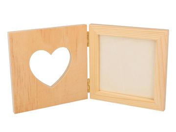 Dřevěný otevírací rámeček se srdíčkem - 2x 12,5cm