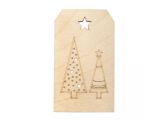 Dřevěný ozdobný štítek 8cm - vánoční stromky