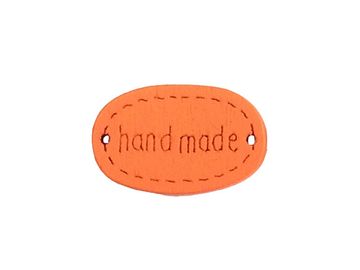 Dřevěný štítek HAND MADE - oranžový