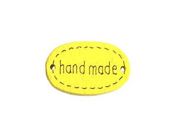 Dřevěný štítek HAND MADE - žlutý