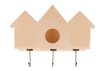 Dřevěný věšák / krmítko pro ptáčky - 3 domečky