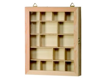 Dřevěná závěsná skříňka s přihrádkami - prosklená