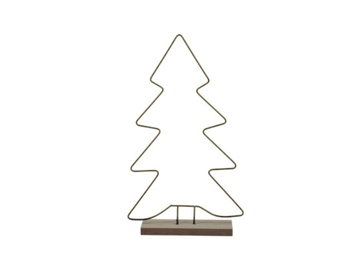 Drátěný strom - obruč s dřevěným podstavcem 19x33cm