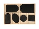 Dýhové dřevěné štítky 36ks černé tabulové - různé tvary