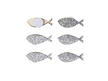 Dýhové nalepovací ozdoby 20ks - rybky stříbrné