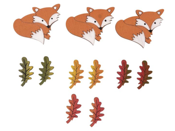Dýhové nalepovací výřezy - podzimní - lišky a listy 11ks
