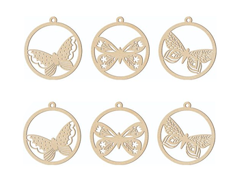 Dýhové výřezy ARTEMIO Mariposa 6ks - kruhy s motýly
