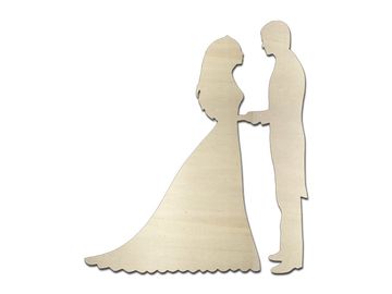 Dýhový dřevěný výřez 15cm - novomanželé - postavy