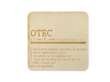Dýhový dřevěný výřez 9,5cm - gravírovaná destička - podložka pod sklenici - OTEC