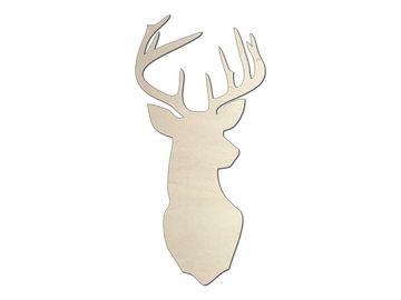 Dýhový dřevěný výřez, nápis 10cm - jelen, hlava