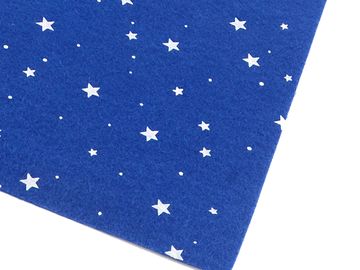 Filc 1mm 30x30cm - modrý s hvězdami