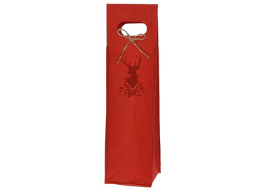 Filcová dárková vánoční taška na víno 40cm - červená