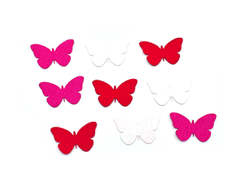 Filcové výřezy 4cm 9ks - červené motýly