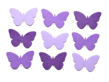 Filcové výřezy 4cm 9ks - motýli - fialové