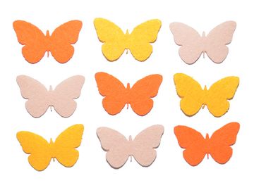 Filcové výřezy 4cm 9ks - motýli - oranžové