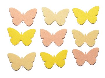 Filcové výřezy 4cm 9ks - motýli - žluté