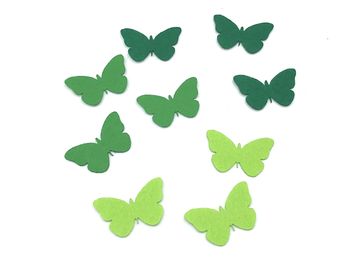 Filcové výřezy 4cm 9ks - zelené motýly