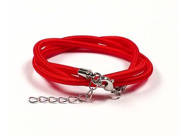 Hedvábný náhrdelník 45cm s ukončením - červený