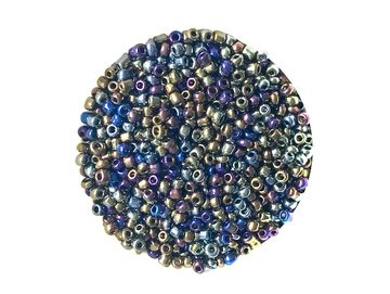 Korálky Rokajl 2mm 20g - metalické - chromový lesk barevné