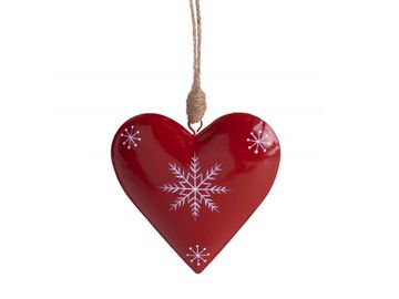 Kovová vánoční dekorace 14cm - srdce