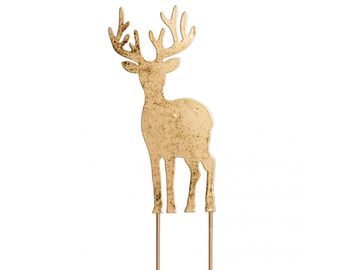 Kovová zapichovací dekorace 24cm - zlatý jelen