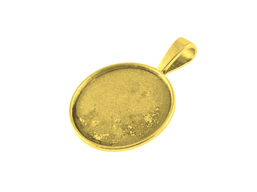 Kovová lůžka na pryskyřici a cabochon 3ks 25mm - zlatý kruh s pevným závěsem