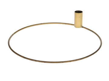 Kovový aranžérský kruh - základ 25cm se stojanem na dlouhou svíčku - zlatý