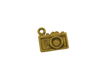 Kovový přívěsek fotoaparát - antický zlatý