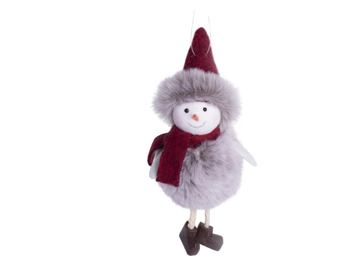 Kožešinová vánoční ozdoba 16cm - sněhulák