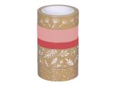 Kraftové lepící washi pásky 5ks - luční motivy růžové