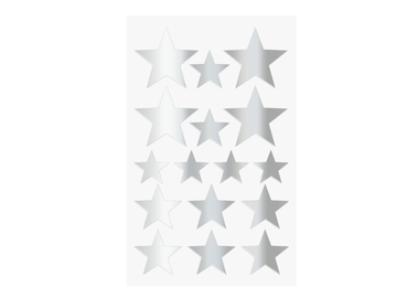 Kreativní nálepky 64ks hvězdy plné - stříbrné
