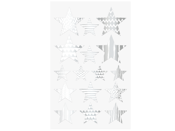 Kreativní nálepky 64ks hvězdy s motivem - stříbrné