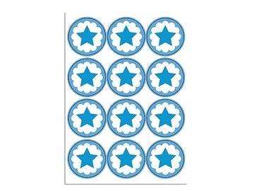 Kreativní nálepky kruhy 48ks hvězdičky - modré