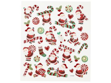 Kreativní nálepky - Santa a cukroví - třpytivé červené