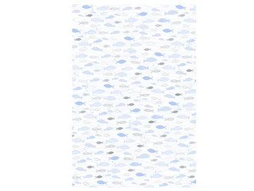 Kreativní papír bílý A4 s potiskem - metalické rybičky - modré