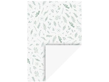 Kreativní papír bílý A4 s potiskem - zelené luční květiny