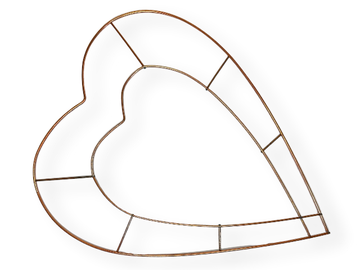Měděný základ na věnec - dvojité srdce - 27x32cm